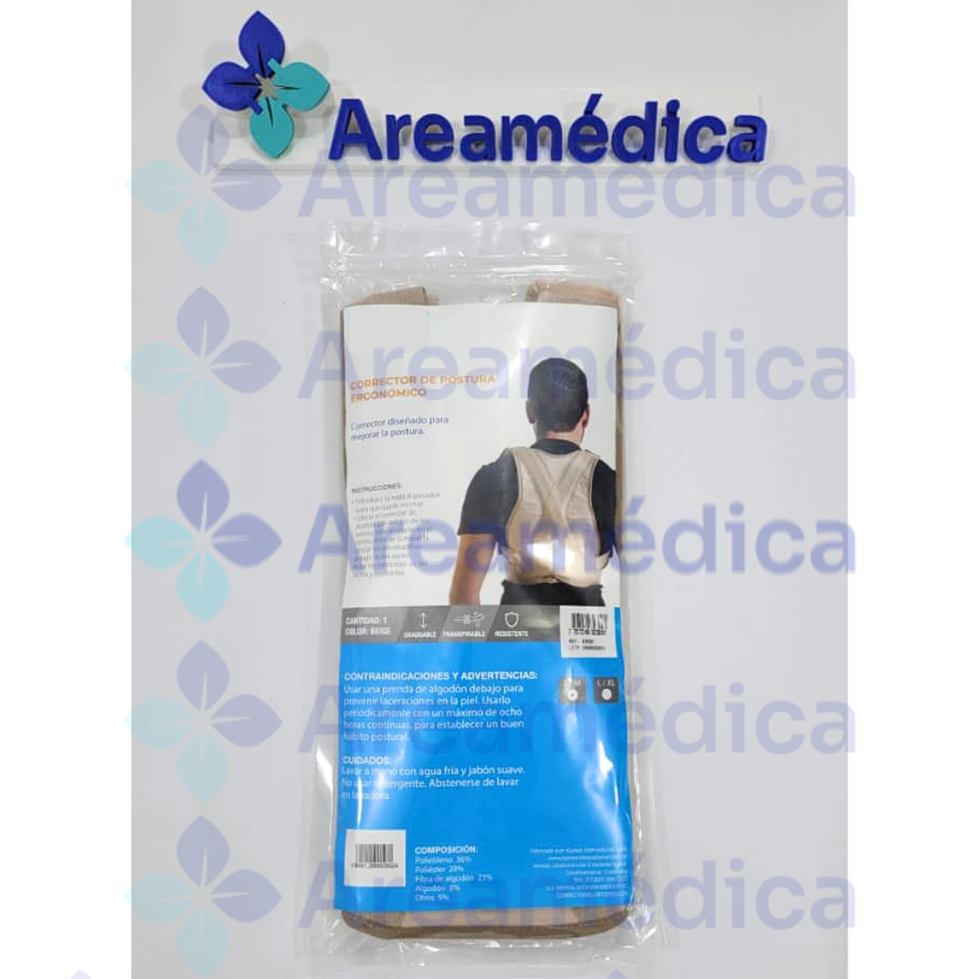 CORRECTOR DE POSTURA TALLA S-M ERGONOMICO AJUSTABLE BEIGE UNISEX