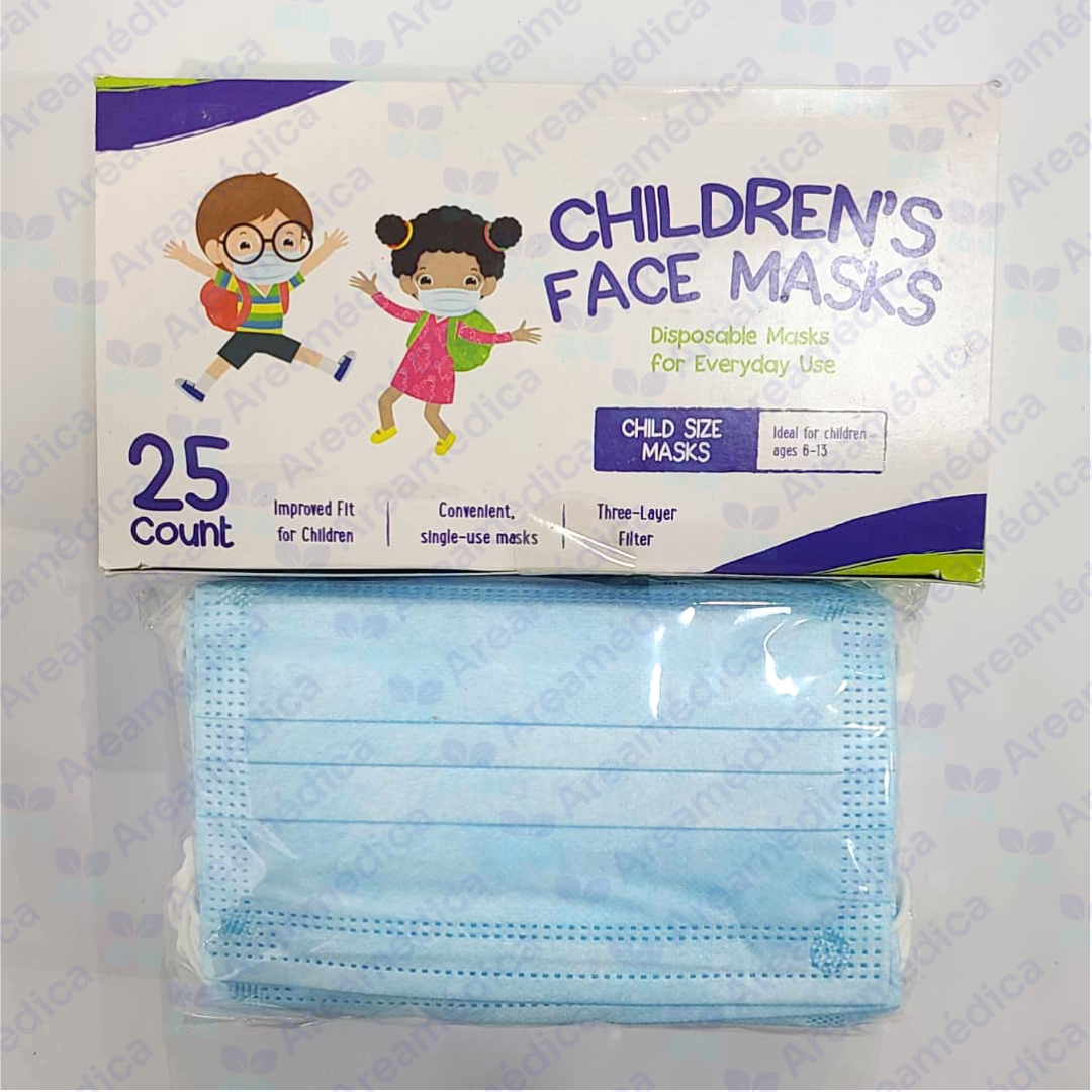 MASCARILLA PEDIATRICA AZUL TAPA BOCA 2 ELASTICAS CAJA X 25 UNIDADES 2 LIGAS
