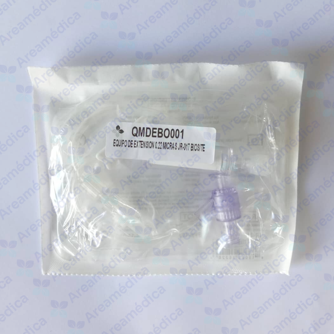EQUIPO DE EXTENSION SOLUCION MAS FILTRO 0.22 MICRAS CON CONECTOR LIBRE DE AGUJA
