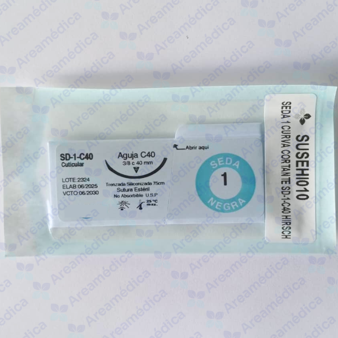 SEDA 1 CURVA CORTANTE NEGRA 1 AGUJA 3/8C 40MM 75CM