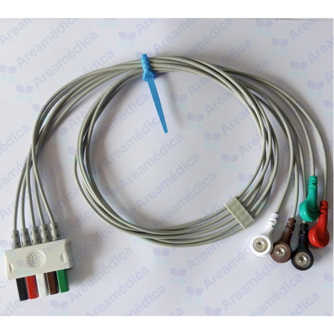 LEADS JUEGO DE 5 CABLES LEAD SIEMENS DRAGER ADULTO PEDIATRICO TIPO SNAP BROCHE
