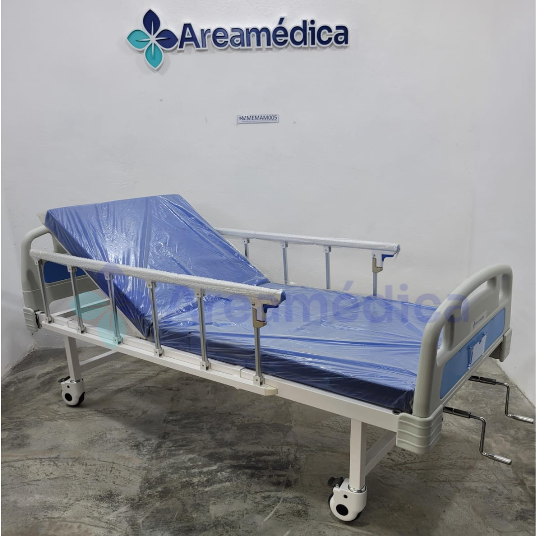 CAMA CLINICA MANUAL DOS FUNCIONES CON COLCHON AREAMEDICA