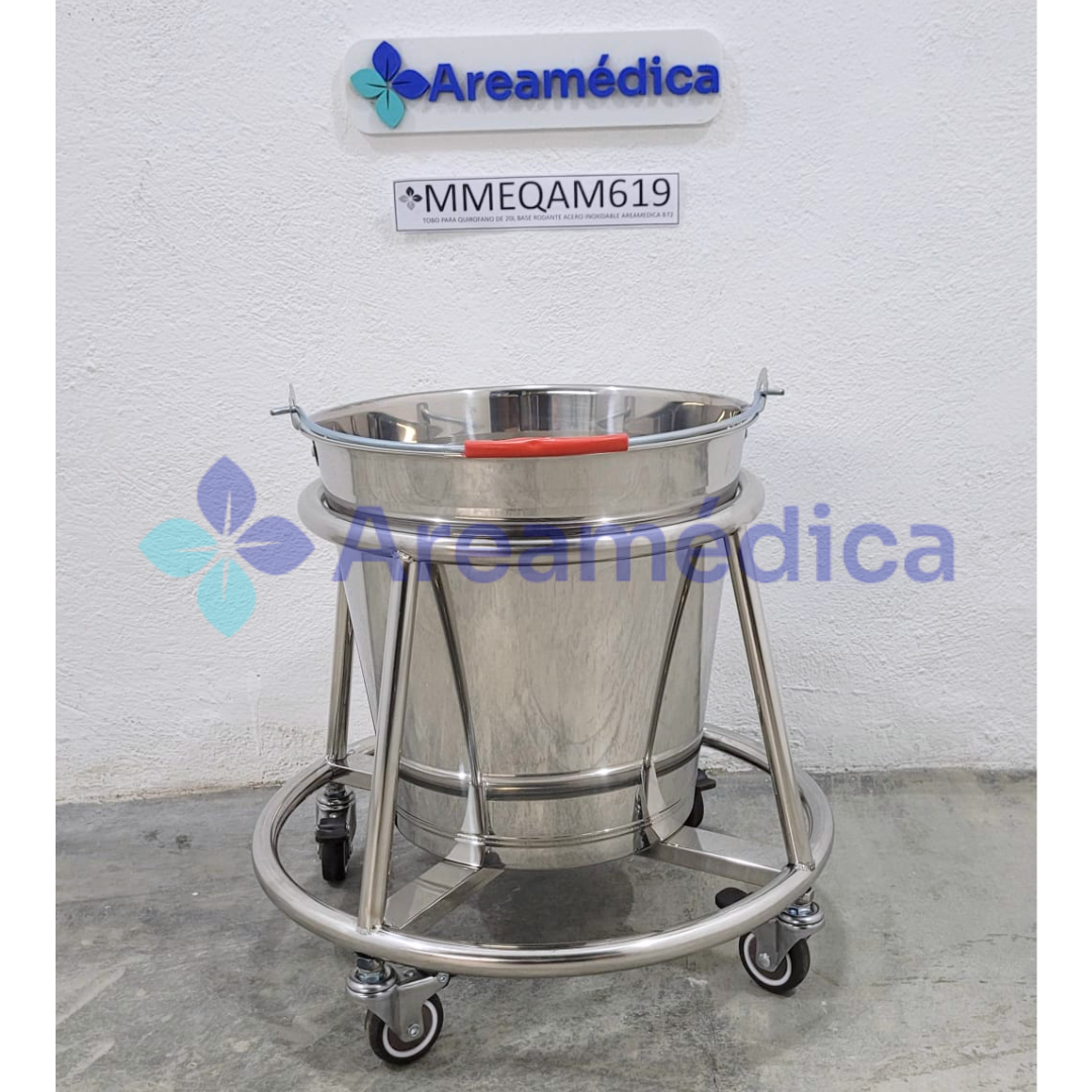 TOBO PARA QUIRÓFANO DE 20L CON BASE RODANTE EN ACERO INOXIDABLE AREAMEDICA