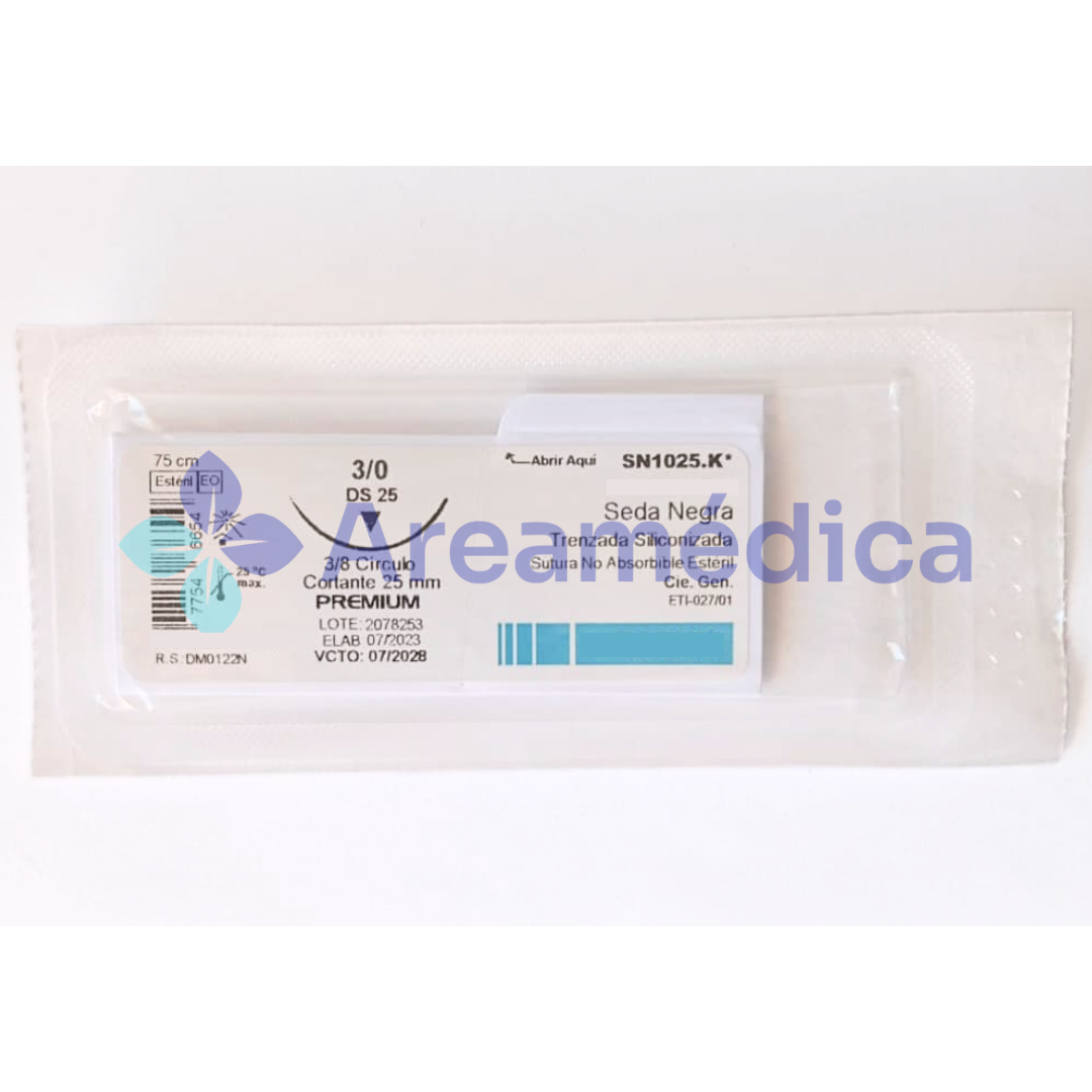 SEDA 3.0 CURVA CORTANTE SD-184 AGUJA 3/8C 25MM 75CM CUTICULAR ODONTOLOGIA
