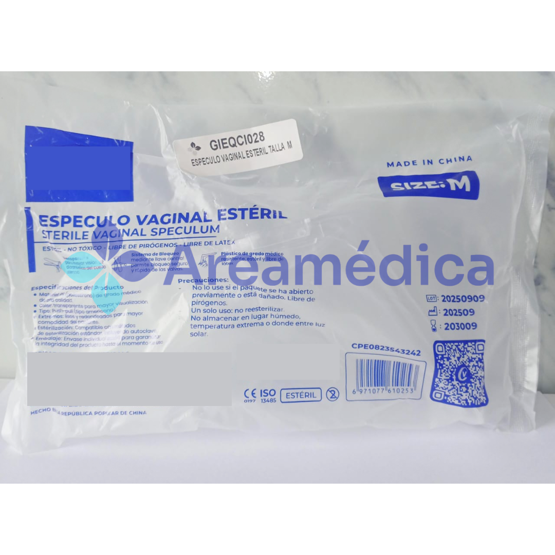 ESPECULO VAGINAL ESTERIL TALLA M DESCARTABLE DE PLASTICO PRECIO X UND