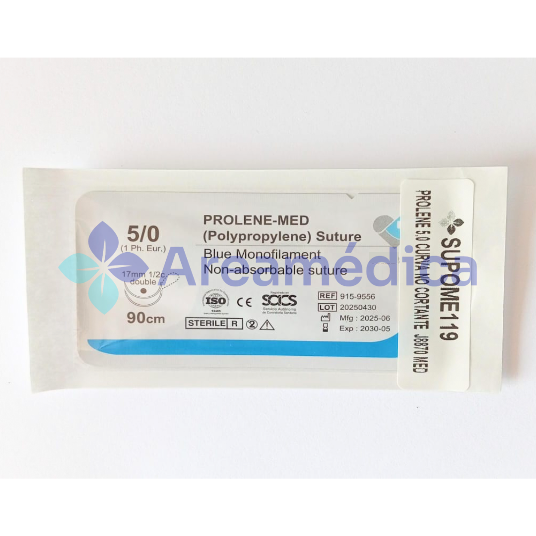 PROLENE 5.0 CURVA NO CORTANTE 2 AGUJAS 1/2C C17MM 90CM SUTURA