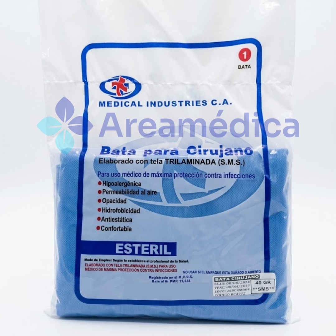 BATA CIRUJANO ESTERIL ESTANDAR 40G PRECIO X UND ANTIESTATICA HIDROFOBICIDAD
