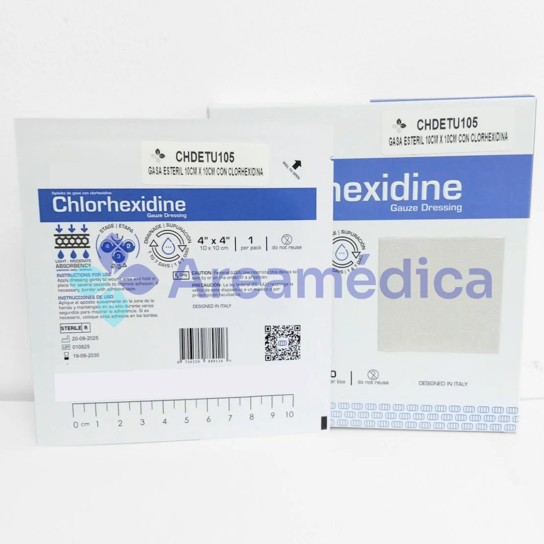 GASA ESTERIL 4X4 PLG 10CM X 10CM CON CLORHEXIDINA 100% ALGODON PRECIO X SOBRE